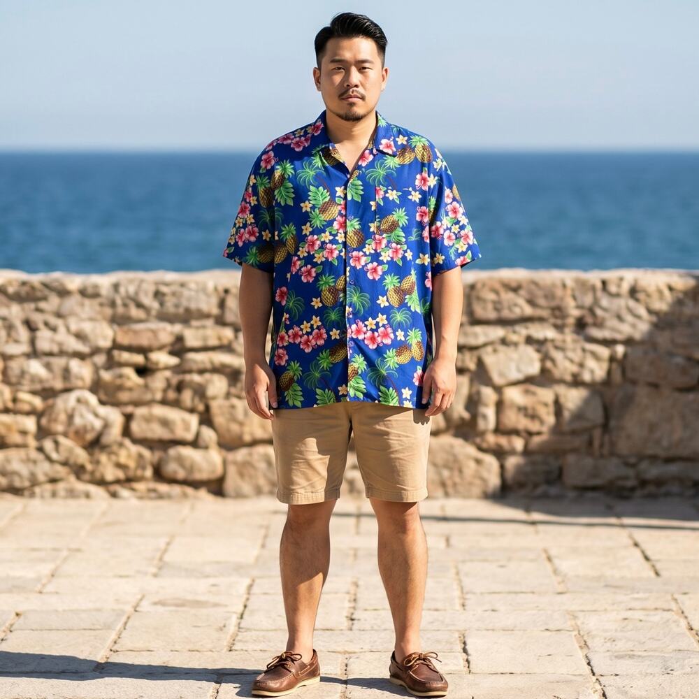 VTG 90s Hawaiian Camp Shirt Mens 3X Cabana Boy Apres Surf Tropical